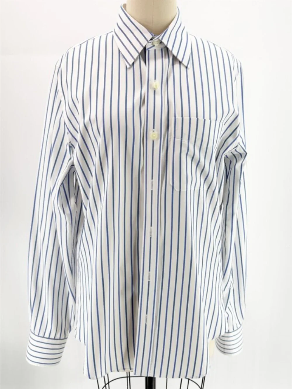 EZRA FITCH MENS S STRIPE LONG SLEEVE BUTTON FRONT DRESS SHIRT - Picture 12 of 12